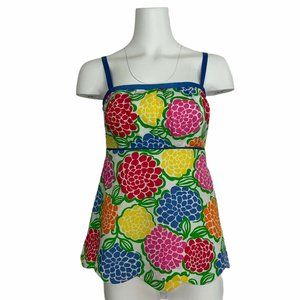 Lilly Pulitzer Cael Top Poplin Tank Top 4 Multicolor Floral Spaghetti Straps